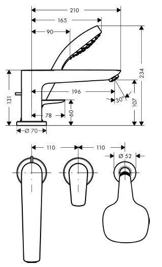 Смеситель на борт ванны Hansgrohe Talis E 71731000