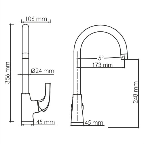 Смеситель Wasserkraft Sauer 7107 для кухни,золото