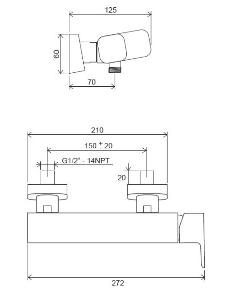 Смеситель Ravak 10° TD F 032.20/150 для душа, X070153, черный