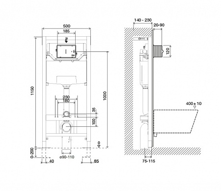 Комплект: Инсталляция OLI 120 ECO Sanitarblock mechanic+Панель слива RIA хр. гл., Комплекты (инсталл