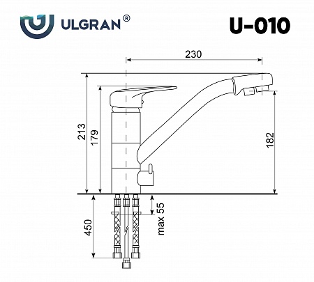 Смеситель для кухни Ulgran U-010-302, песочный