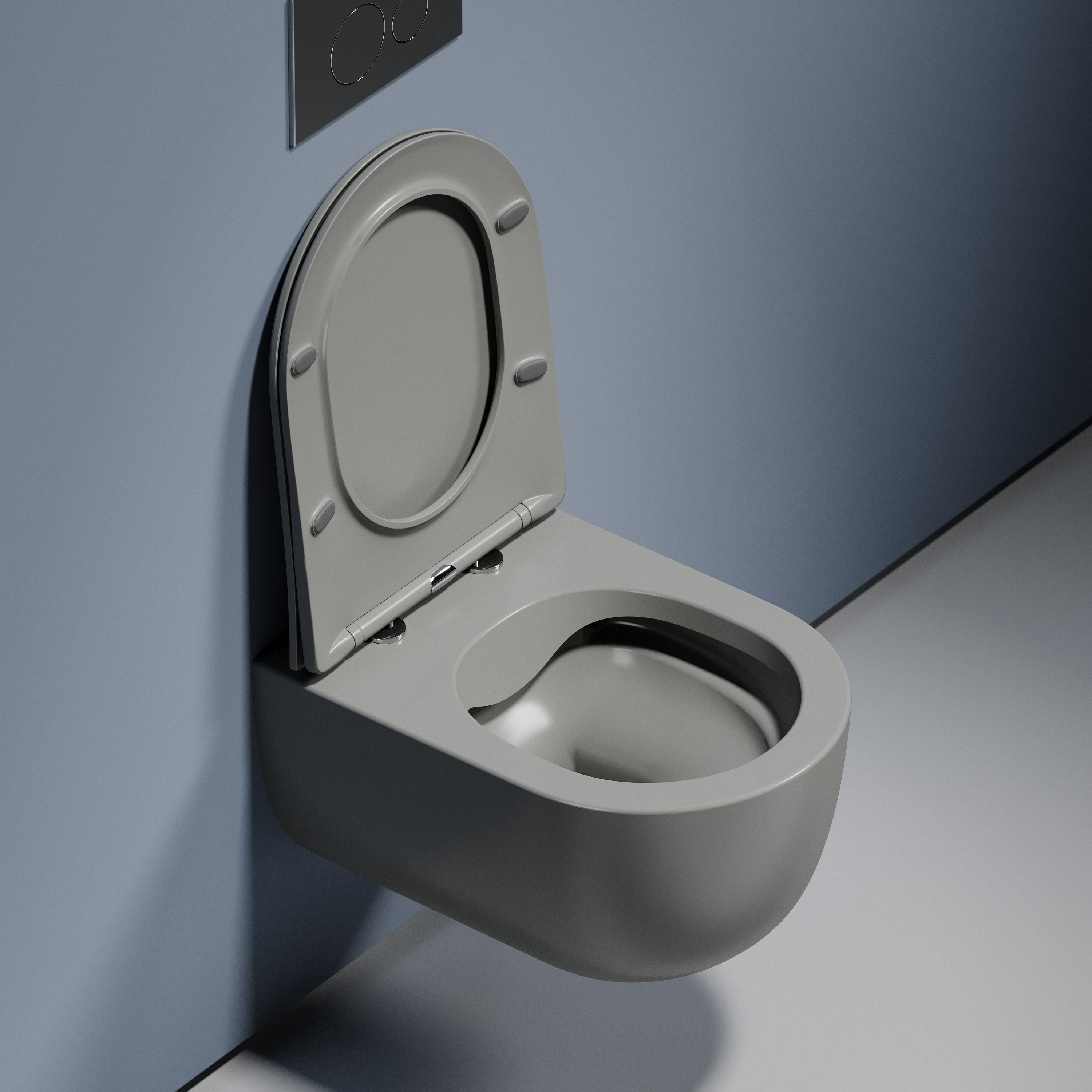 Унитаз подвесной безободковый Ceramica Nova Modena CN6063MH с крышкой сиденьем микролифт антрацит матовый