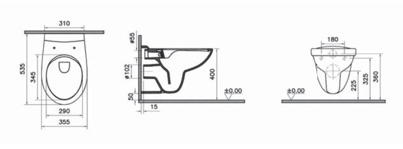Унитаз подвесной VitrA S10 SpinFlush 7855B003-0075, безободковый