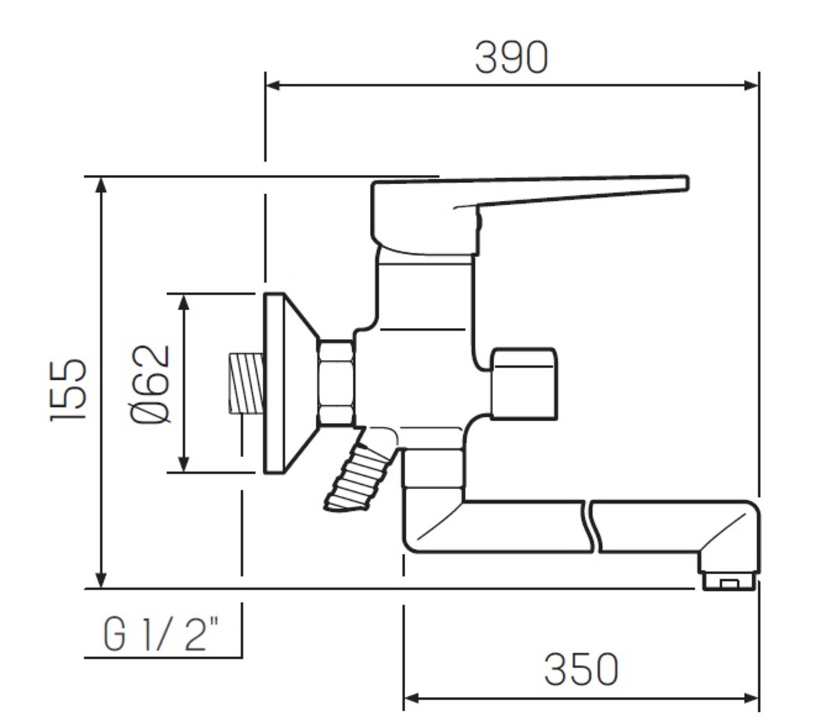 Смеситель для ванны с душем РМС SL52-006E-3 хром глянец
