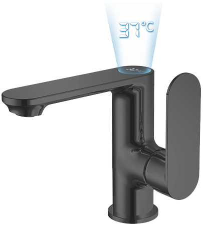 Смеситель для раковины HAIBA HB12590-7 с термо дисплеем, латунь, черный
