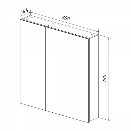 Шкаф зеркальный Lemark UNIVERSAL 80х80см 2-х дверный, цвет корпуса: Белый глянец