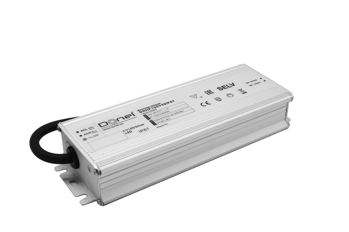 Блок питания для светодиодной ленты,  DC48В 150Вт 3.13А IP67,  размер 186х63х32мм