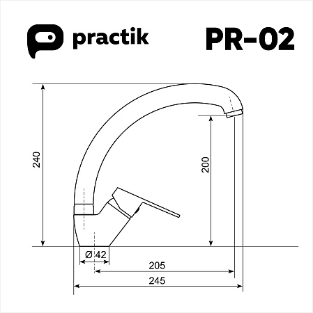 Смеситель для кухни ULGRAN Practik PR-02-004, черный оникс