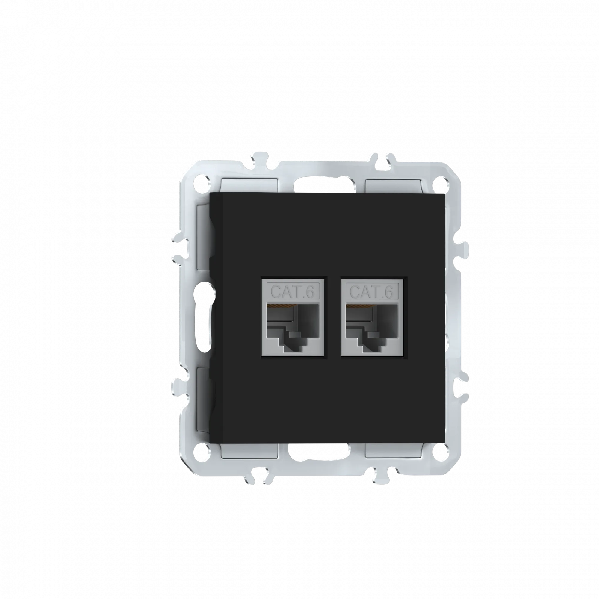 Розетка RJ45 + RJ45 cat.6,  компьютерная на 2 выхода,  цвет матовый карбон,  серия A07 Donel