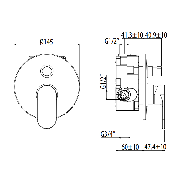 Смеситель для душа Gattoni H2Omix7000 7003470N0.CH черный матовый