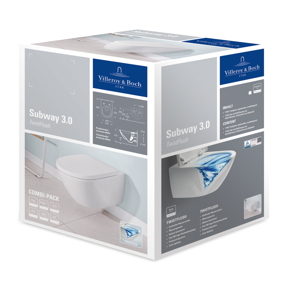 Подвесной унитаз Villeroy & Boch Subway 3.0 4670TS01 с сиденьем микролифт