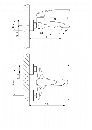 Смеситель Lemark Linara LM0414C для ванны, с коротким изливом, дивертор с кер. пласт., хром