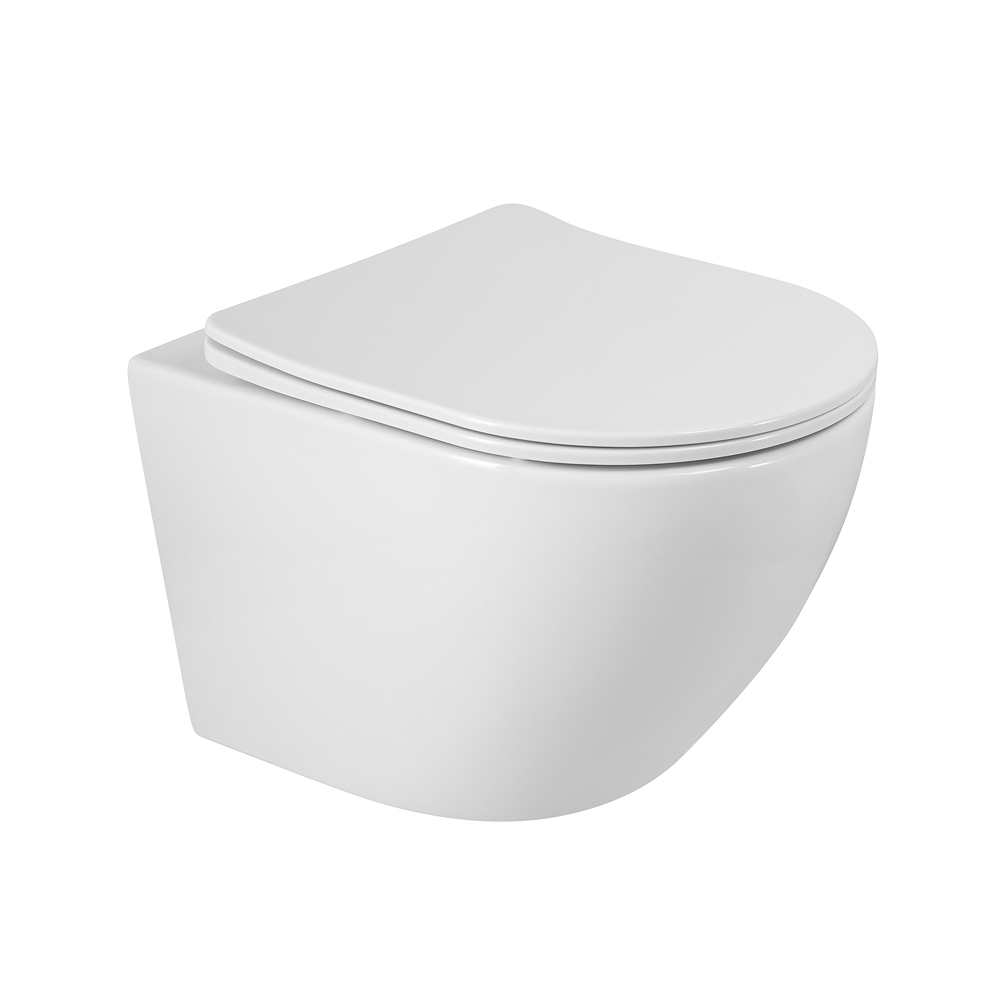 Унитаз подвесной безободковый BelBagno Sfera-R BB046CHR/SC с крышкой-сиденьем микролифт, белый