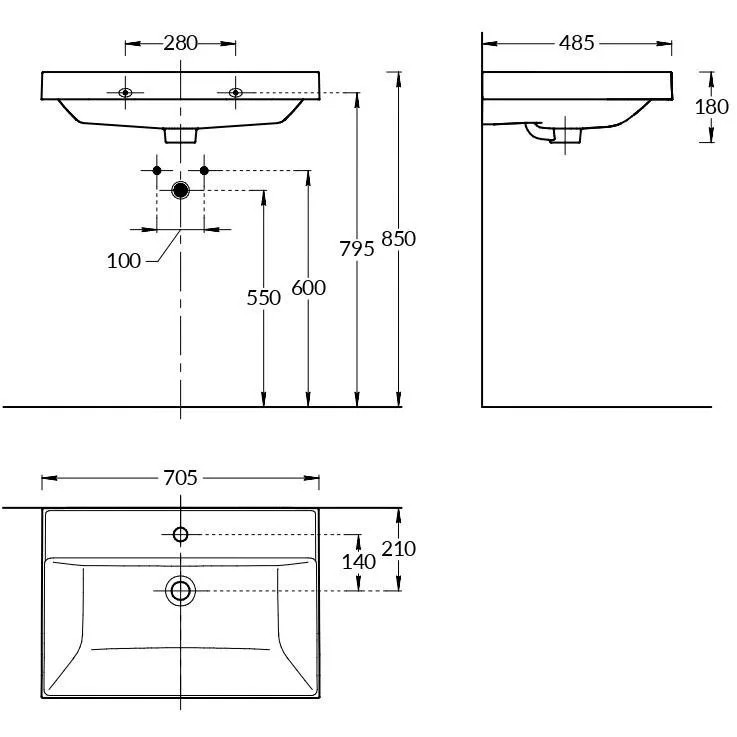 CU.wb.70 Раковина CUBO 70 см с крепежом