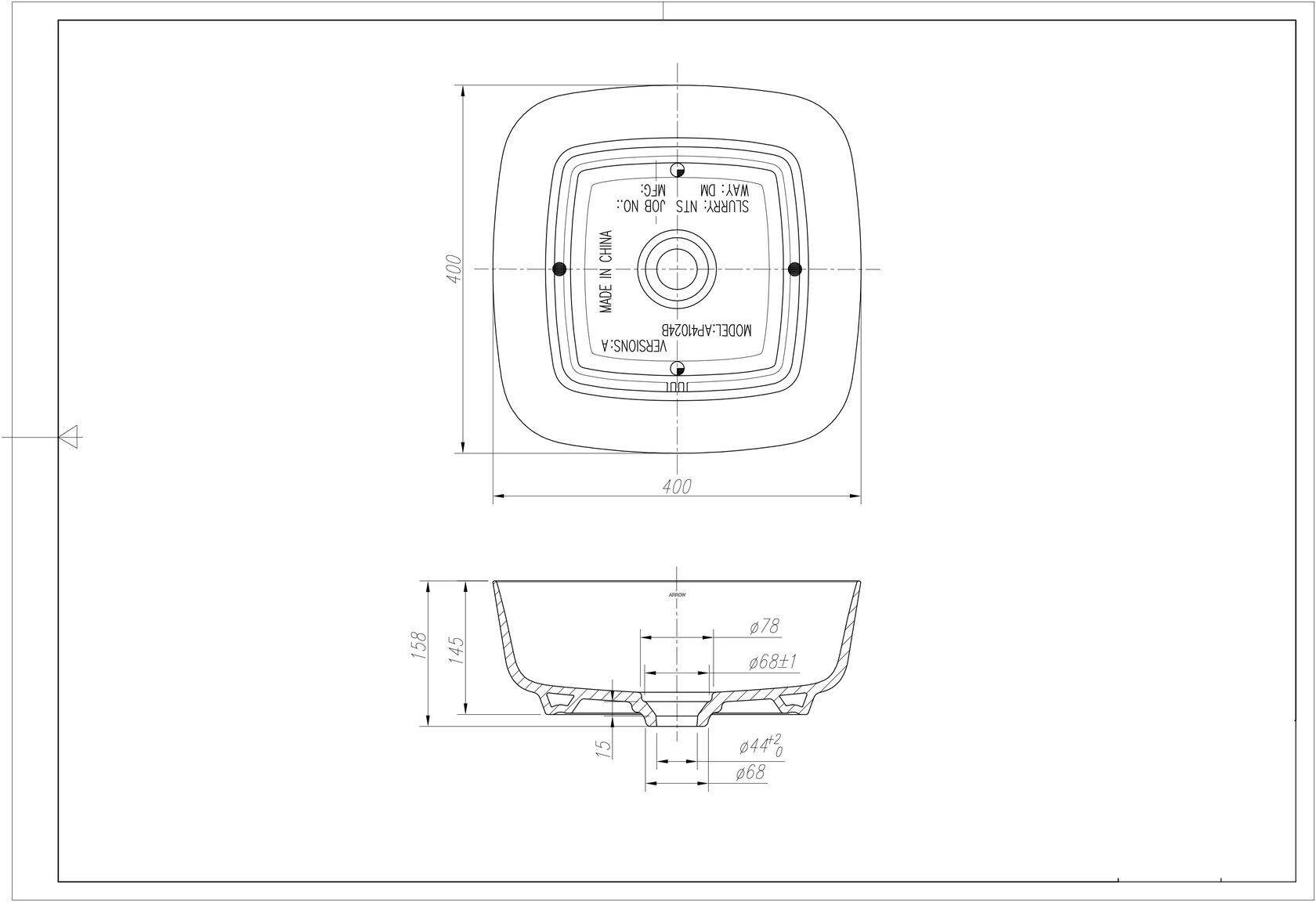 Раковина Arrow 40 см AP41024B-A белая