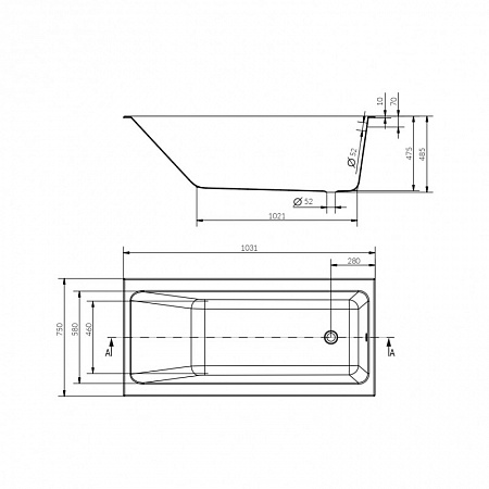 Ванна Cersanit прямоугольная CREA 160x75 белый