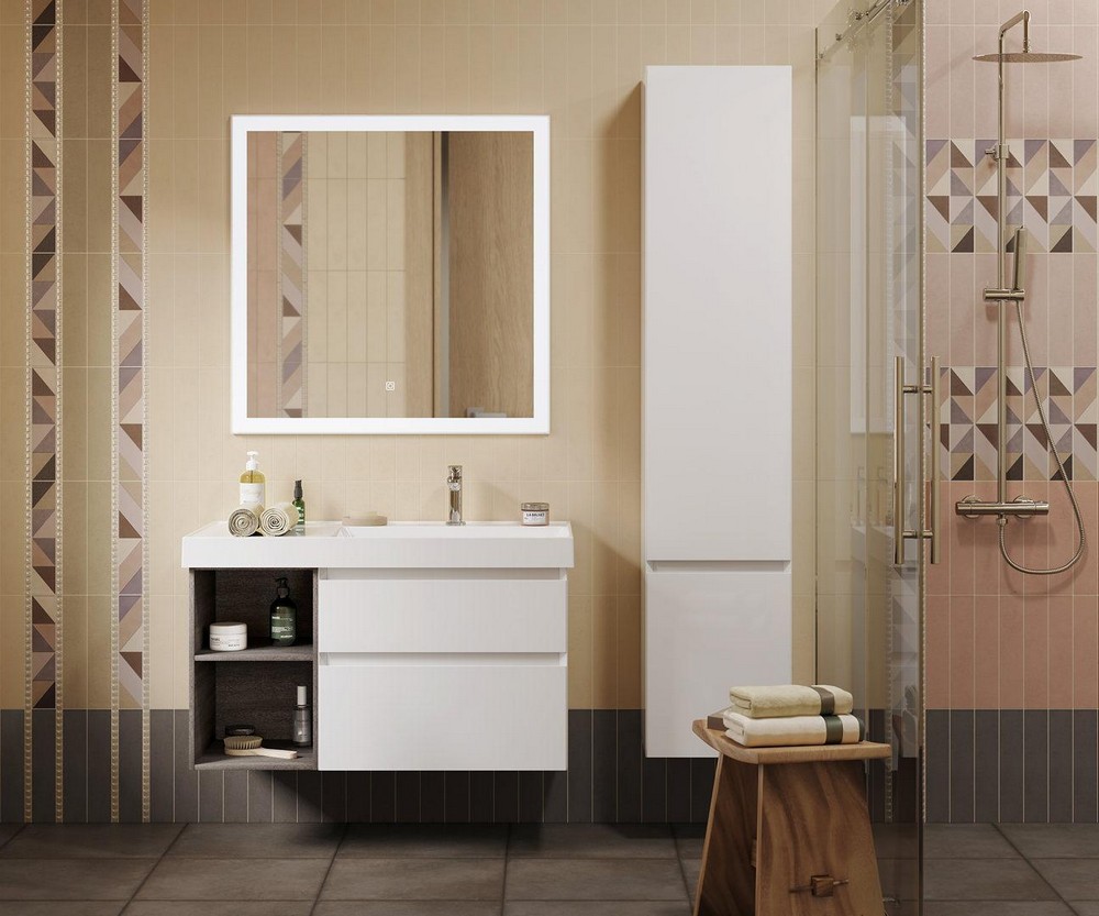 CU.wb.90Rh Раковина CUBO 90 правая с крепежом