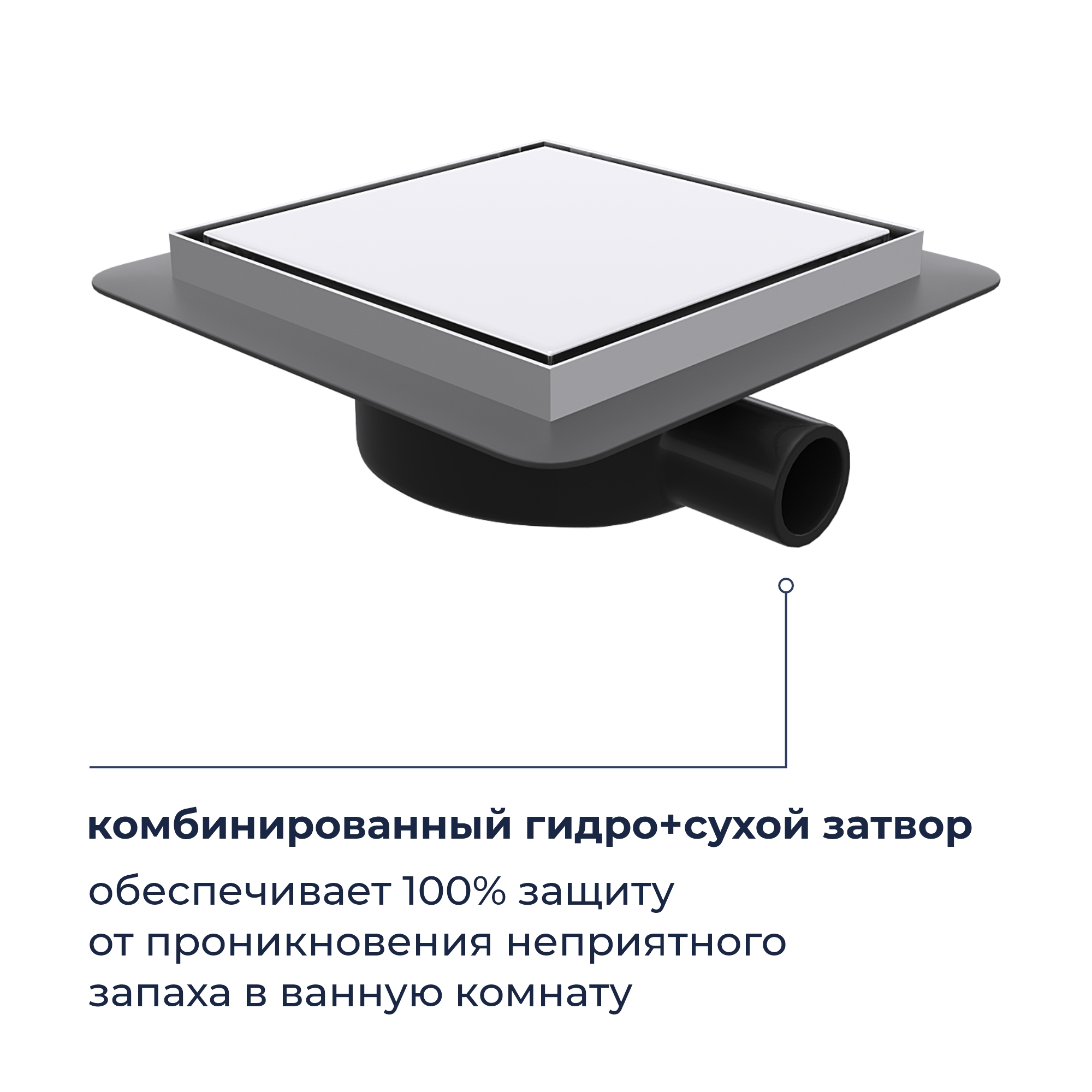 Душевой трап RGW SDR-10 квадратный, хром, металлическая крышка, горизонтальный слив
