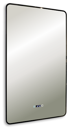 Зеркало Silver Mirrors Incanto-BLACK 600х1000 - 3.1 (ЖК-часы, подогрев, сенсорный выключатель)