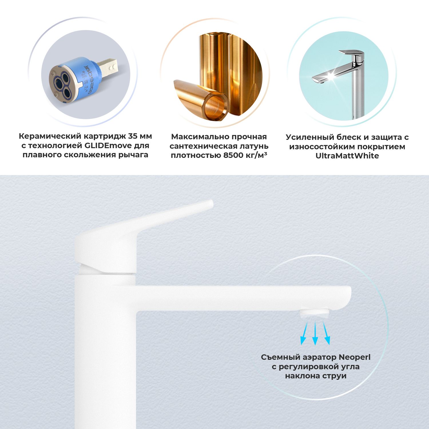 Смеситель для раковины Wellsee ICON! for life 182310000, белый матовый