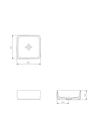 Раковина Cersanit на столешницу CREA 35 SQUARE 0 отв.