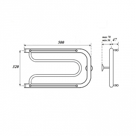 Полотенцесушитель водяной Point PN21335P 320x500 Фокстрот с полкой, хром