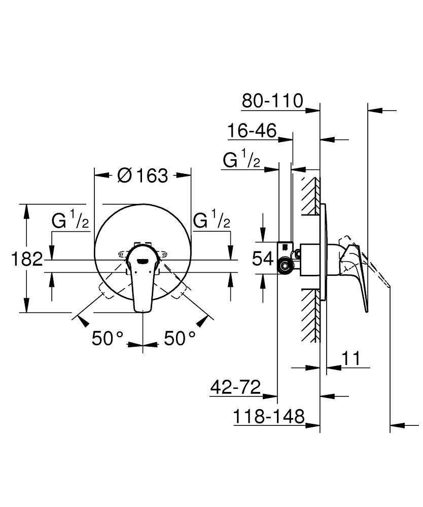 Смеситель для душа Grohe BauFlow 29112000 хром глянец