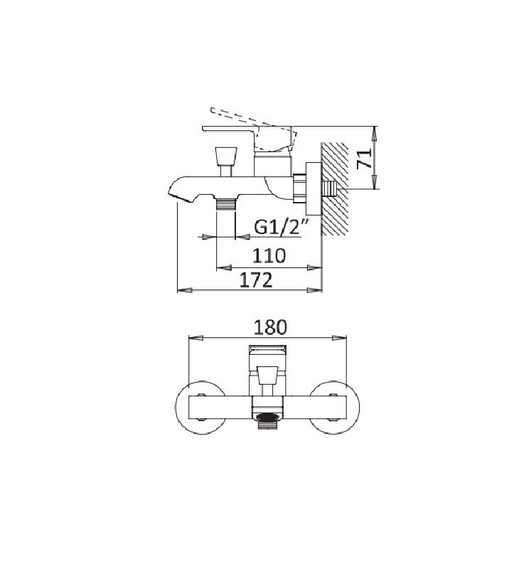 Смеситель для ванны и душа Cezares Nautic NAUTIC-VM-NOP, черный матовый