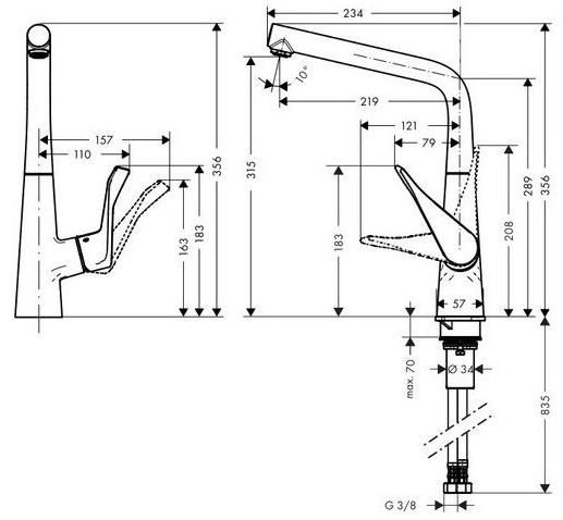 Смеситель для кухни Hansgrohe Metris 14822000