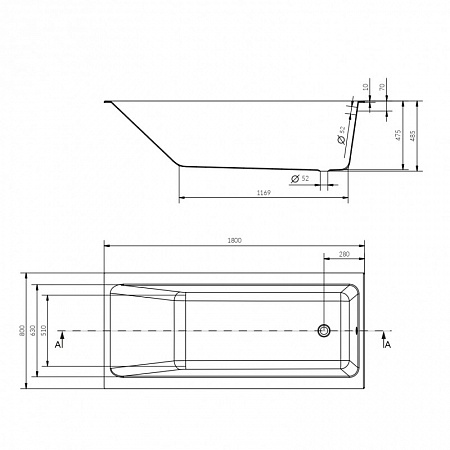 Ванна Cersanit прямоугольная CREA 180x80 белый