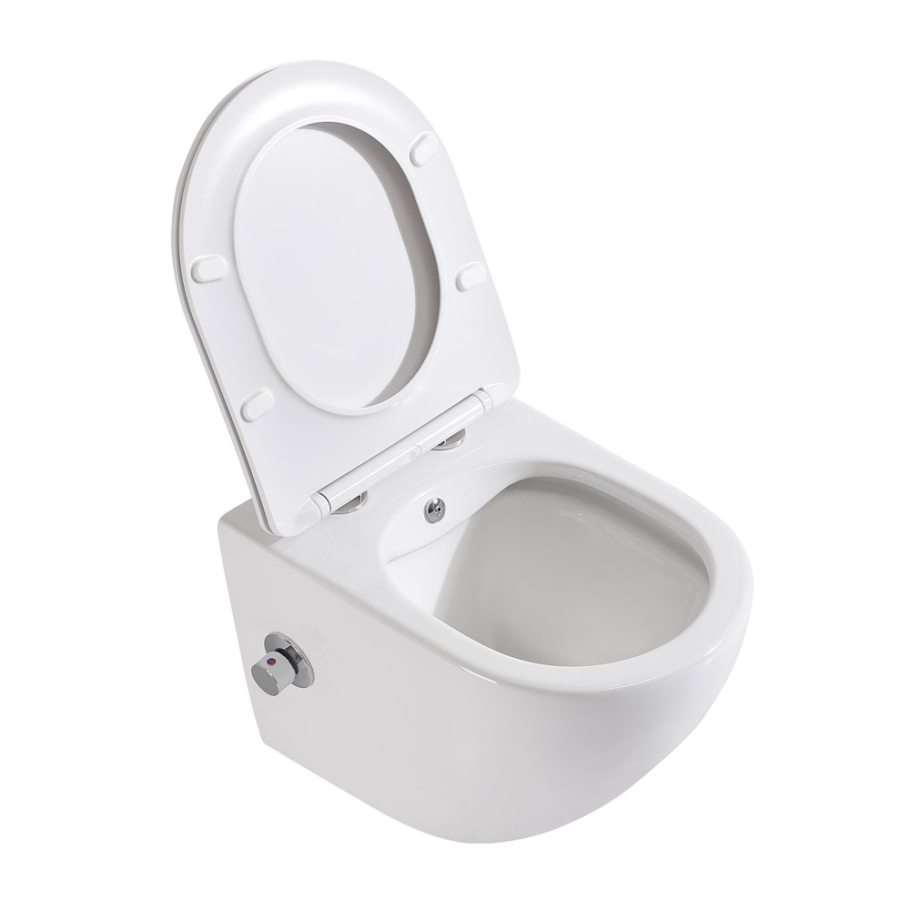 Унитаз подвесной безободковый BelBagno Uno BB3105CHR-BS/SC с крышкой-сиденьем микролифт, со смесителем и функцией биде