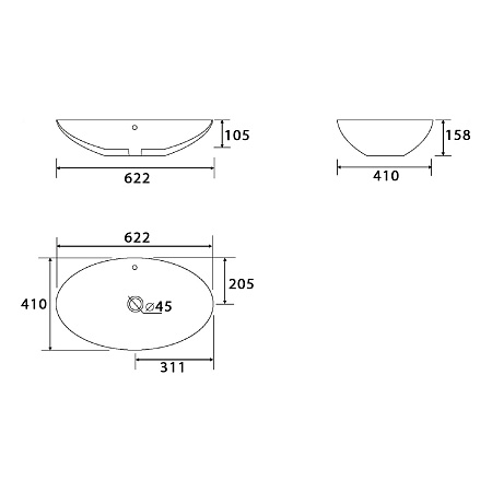 Умывальник накладной, овальный Point Сатурн 63, PN43901