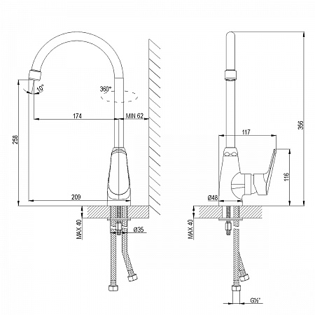 Смеситель Lemark Partner LM6555C для кухни с поворотным изливом