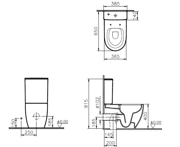 Унитаз-компакт VitrA Sento 9830B003-7203 безободковый с тонким сиденьем микролифт