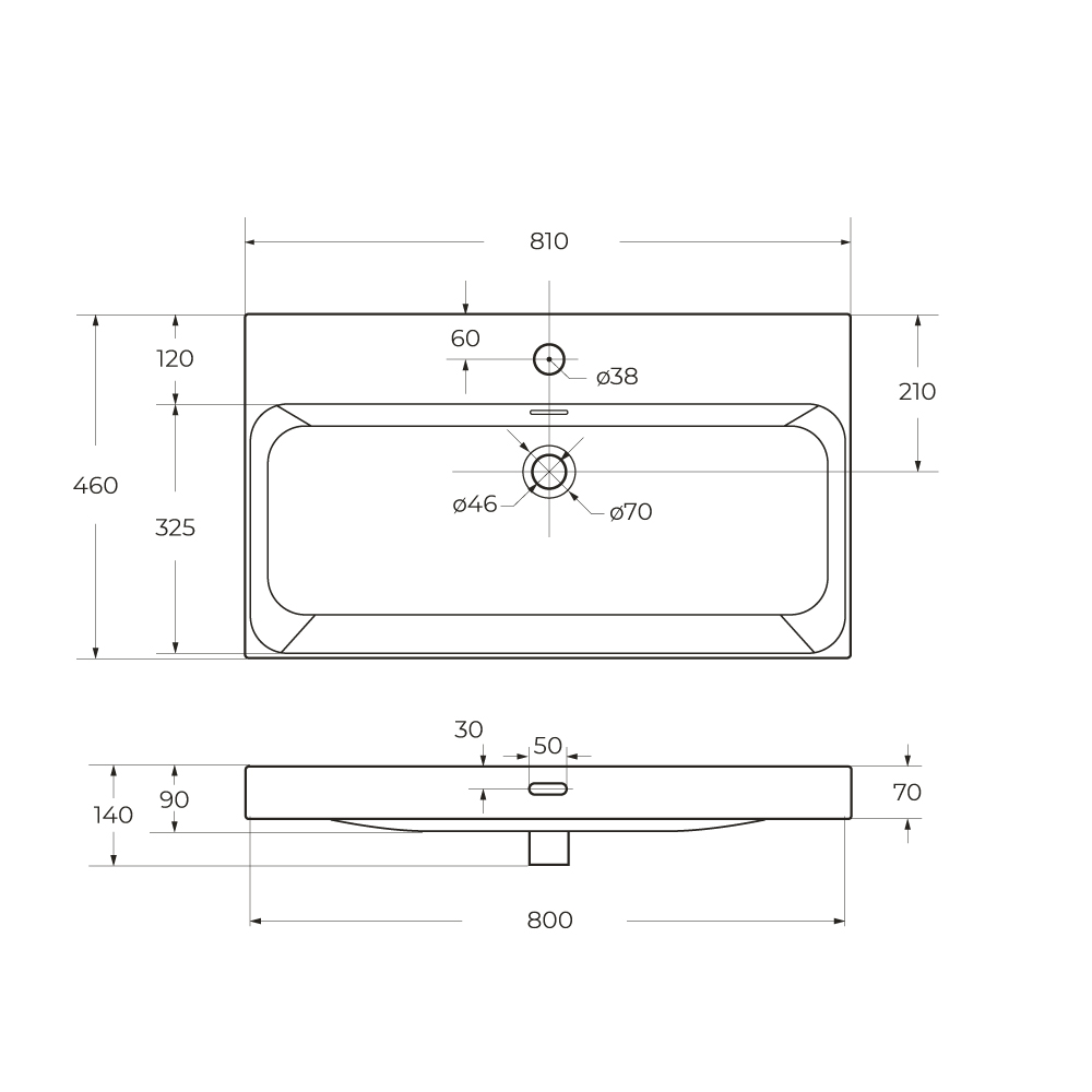 Раковина BelBagno 81 см BB-8078-80 белая