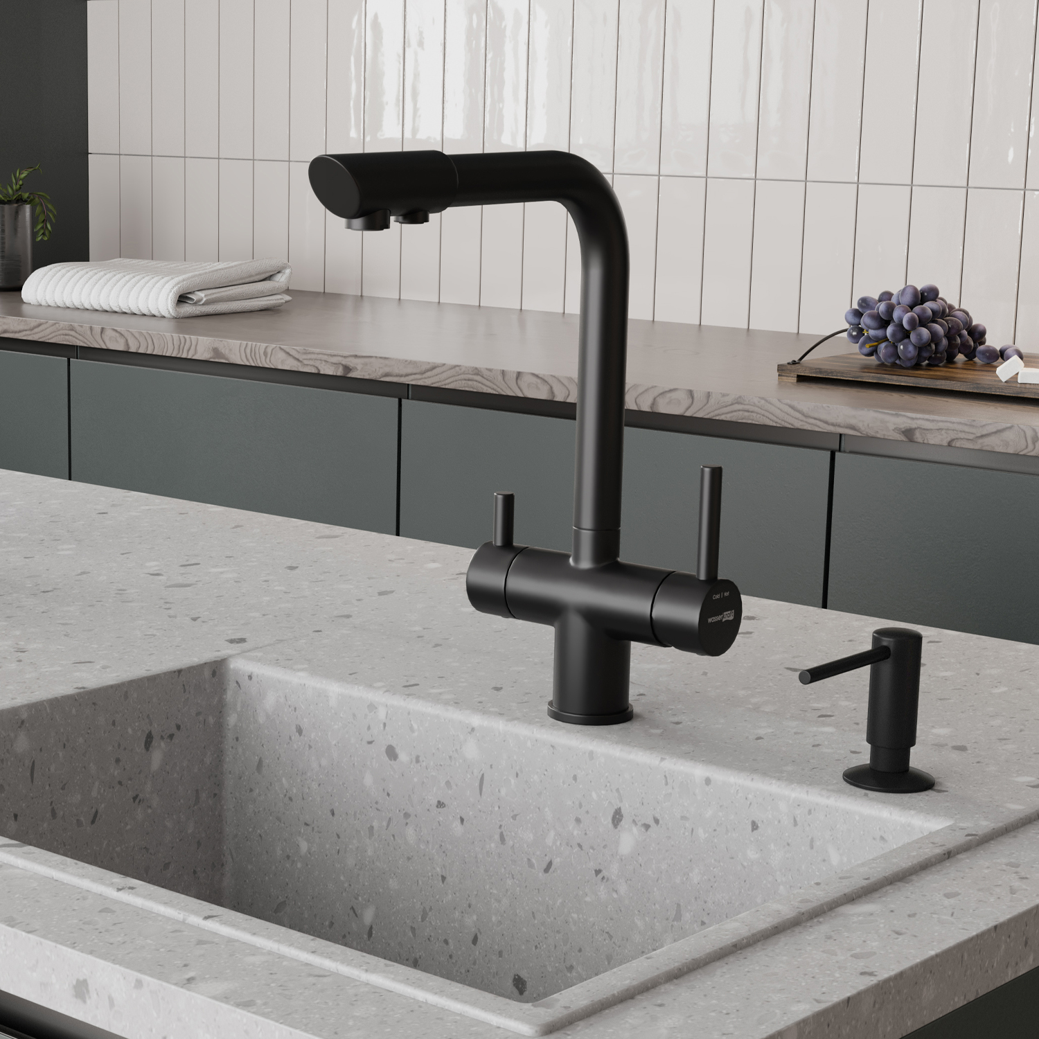 Смеситель для кухонной мойки Wasserkraft A8367 под фильтр, черный матовый