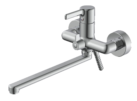 Смеситель для ванны HAIBA HB22814, длинный излив, латунь, хром
