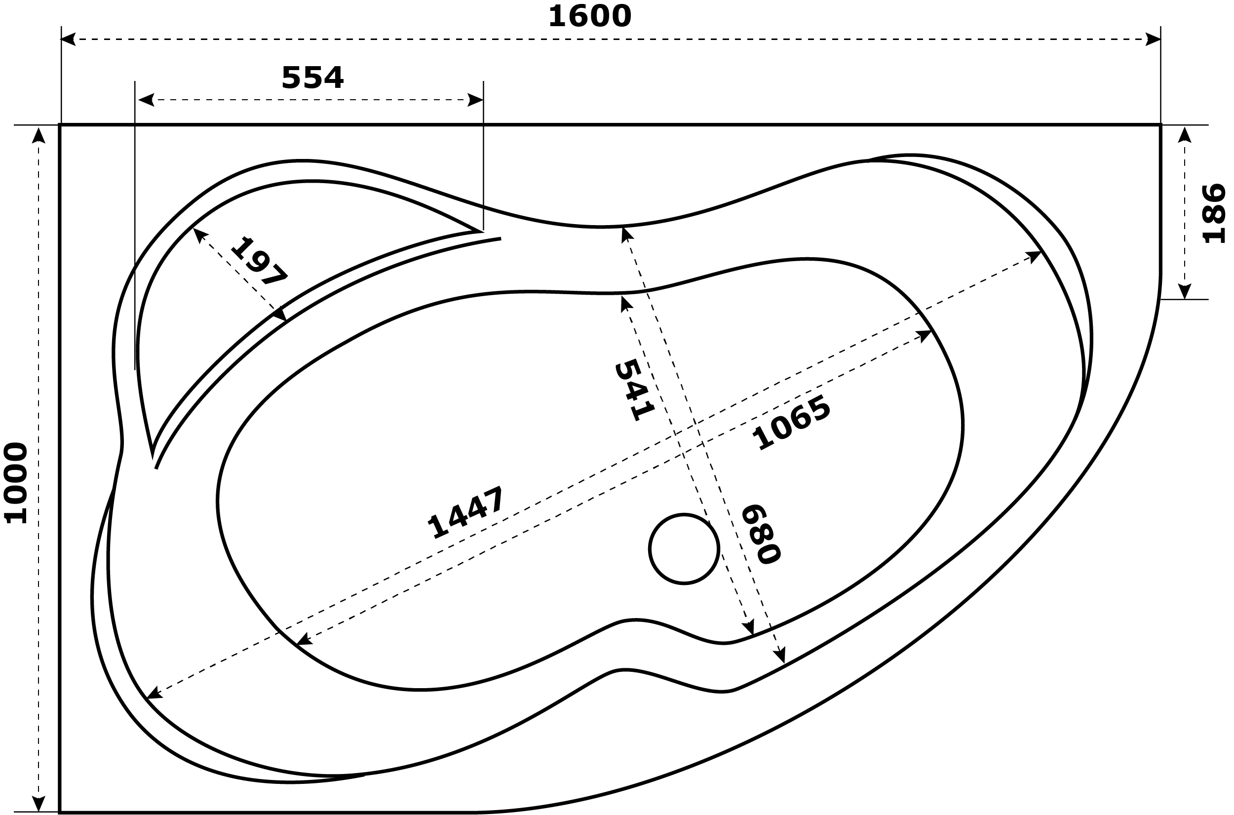 Акриловая ванна 160х100 см Azario Микона МИВ0001 белая