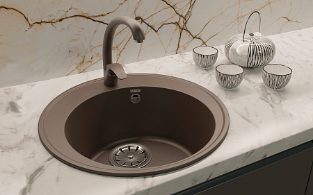 Мойка кухонная ULGRAN Quartz Nora 485-10, песок