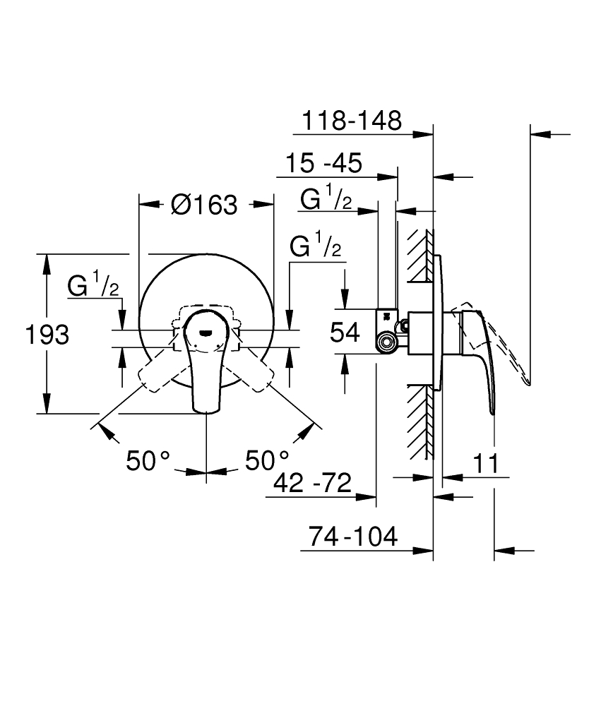 Смеситель Grohe Eurosmart 2021 для душа, 33556003