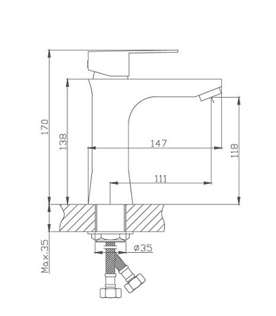 Смеситель для раковины HAIBA HB10802, нержавеющая сталь