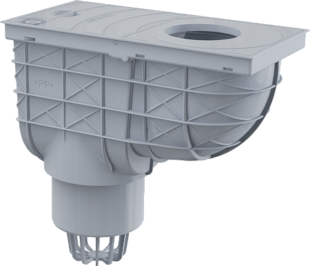 Ливнеотвод 300 × 155/110, подводка – прямая, серый, арт. AGV1S