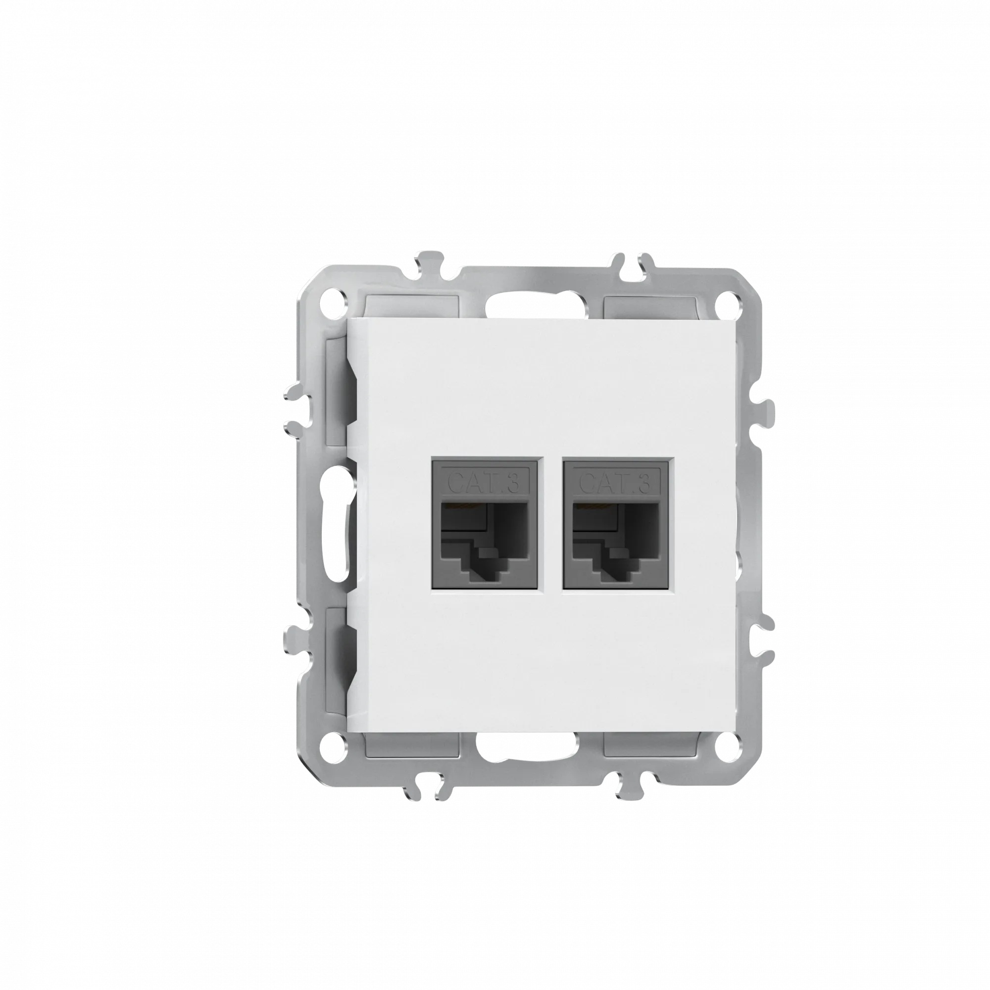 Розетка RJ11 + RJ11,  телефонная на 2 выхода,  цвет глянцевый белый,  серия A07 Donel