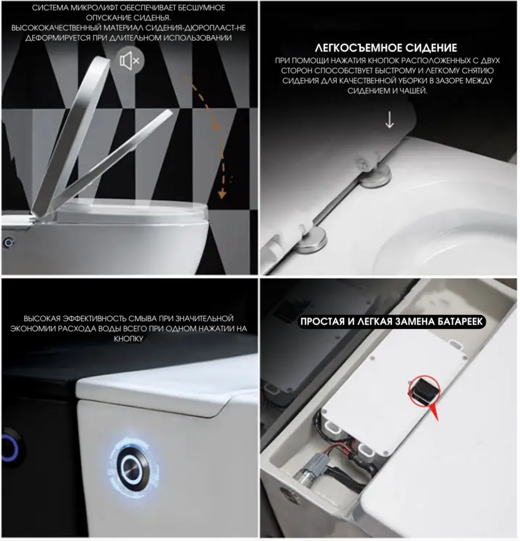Унитаз подвесной безободковый Ceruttispa Argentera Aria Pulse CT10590 с функцией импульсного смыва, с микролифтом, белый