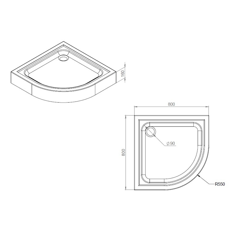 Душевой уголок с поддоном 80x80 AM.PM Gem W90G-401-080WT прозрачное стекло, профиль серебристый