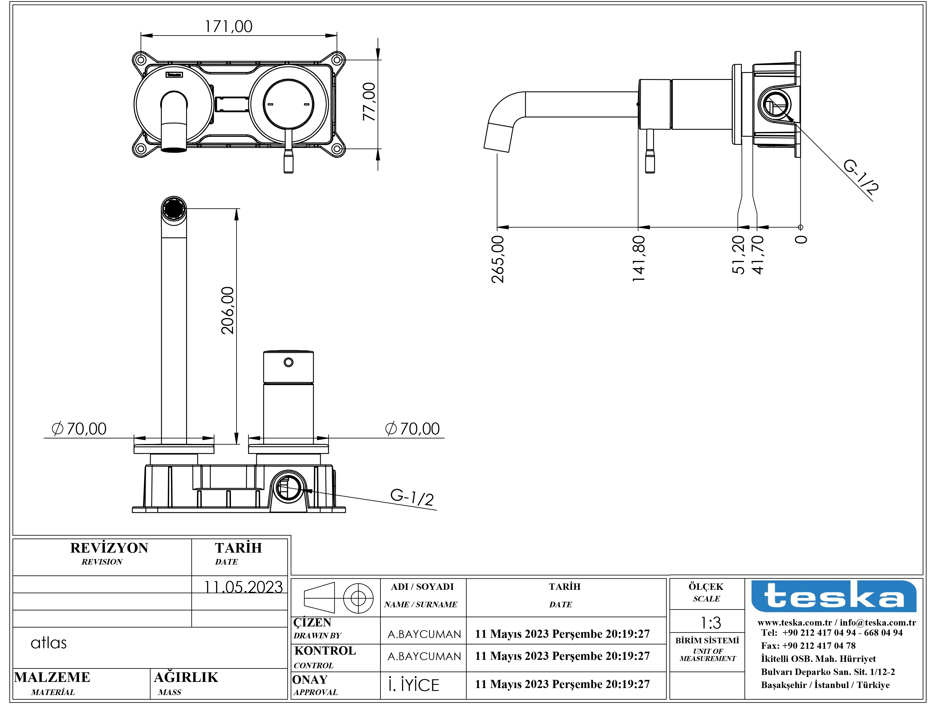 Смеситель для раковины Teska Atlas E5706 хром глянец