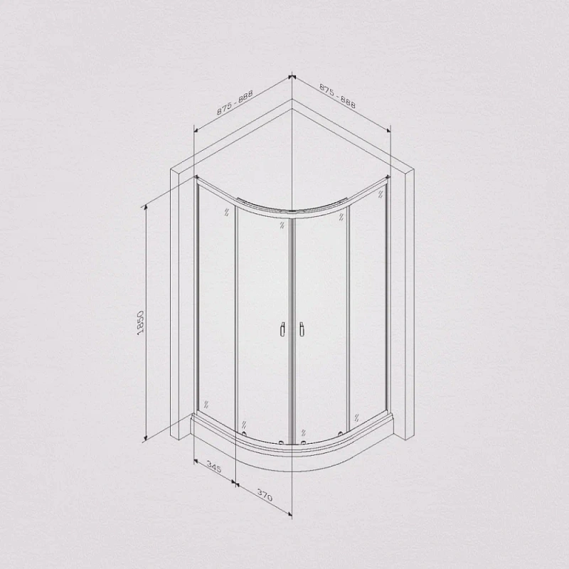 Душевой уголок с поддоном 90x90 AM.PM X-Joy W88G-205-090MT64 прозрачное стекло, профиль серебристый