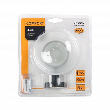 Fixsen COMFORT BLACK FX-86008 Мыльница стекло, черная