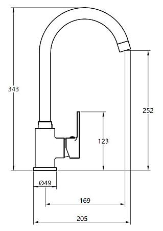 Смеситель "Fin" д/кухни, R-излив, арт. FN519