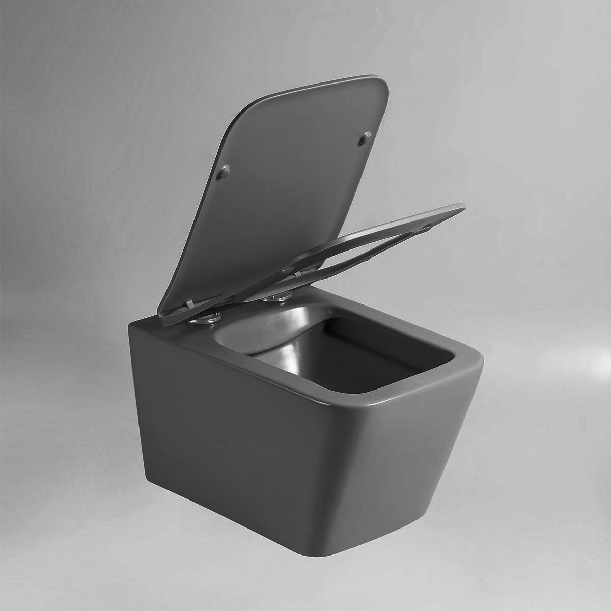 Унитаз подвесной Vincea Q-Line VT1-12MA безободковый, антрацит матовое, ультратонкое soft close сиденье